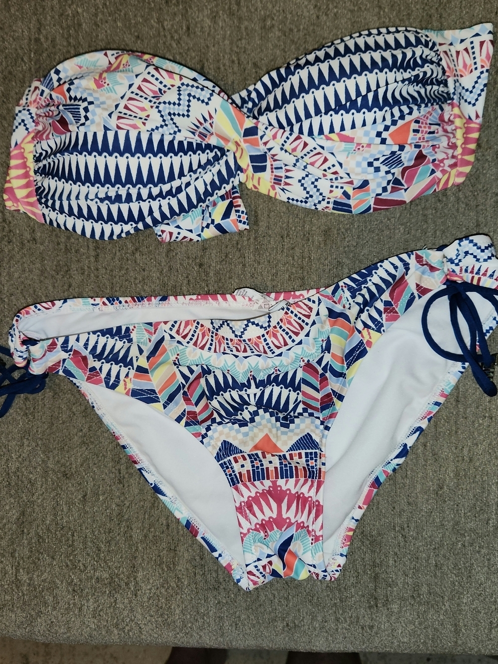 Bar III Hardware Accented Talula Print Bikini Top M-Bottoms L